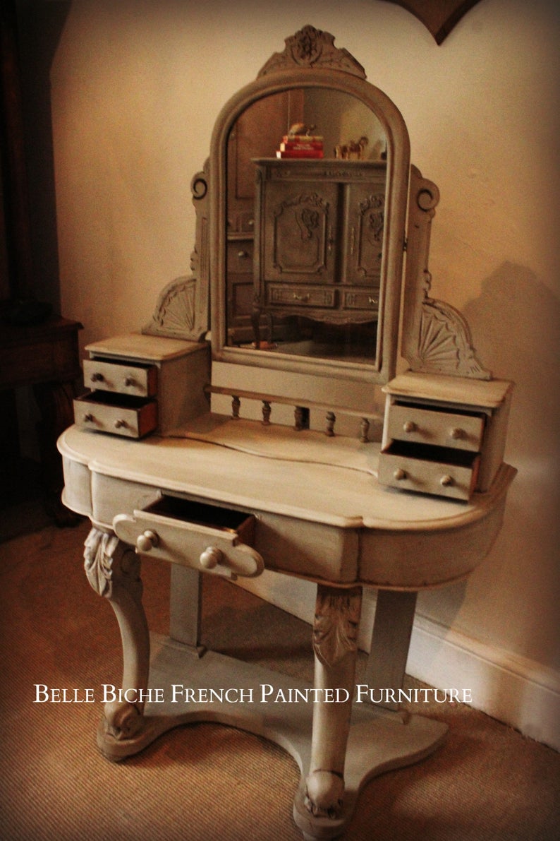 C 19th Compact Mirrored Dressing Table