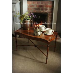 English Walnut Chinese Chippendale Style Faux Bamboo Coffee Table