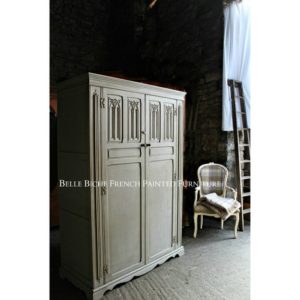 Late Edwardian Hand Painted 'French Grey' Oak Wardrobe
