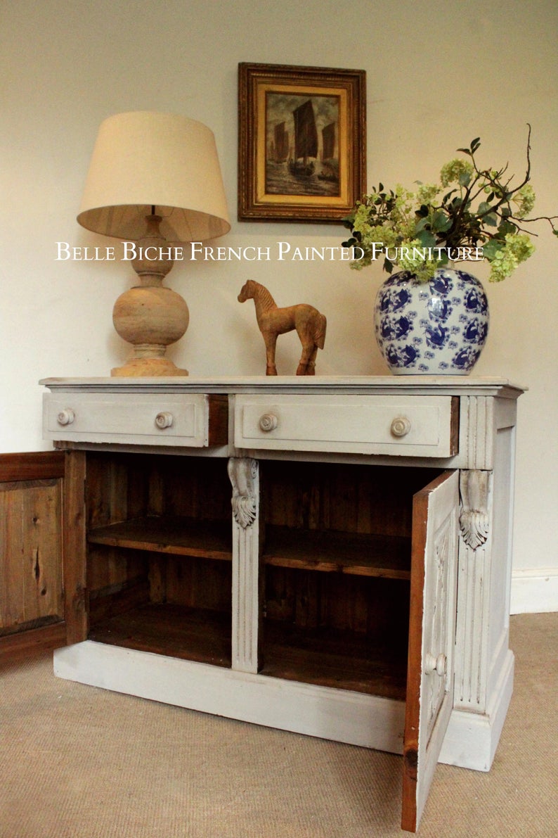 Gustavian Grey Two Door Side Cabinet Sideboard