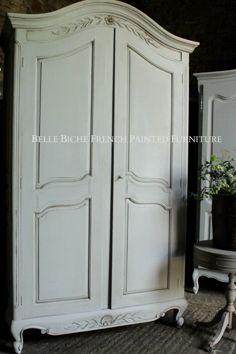 French Armoire - Ideal Linen / Larder Cupboard in 'Gustavian Grey'