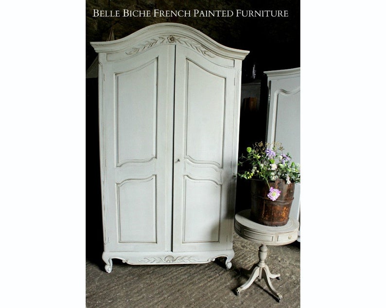 French Armoire - Ideal Linen / Larder Cupboard in 'Gustavian Grey'