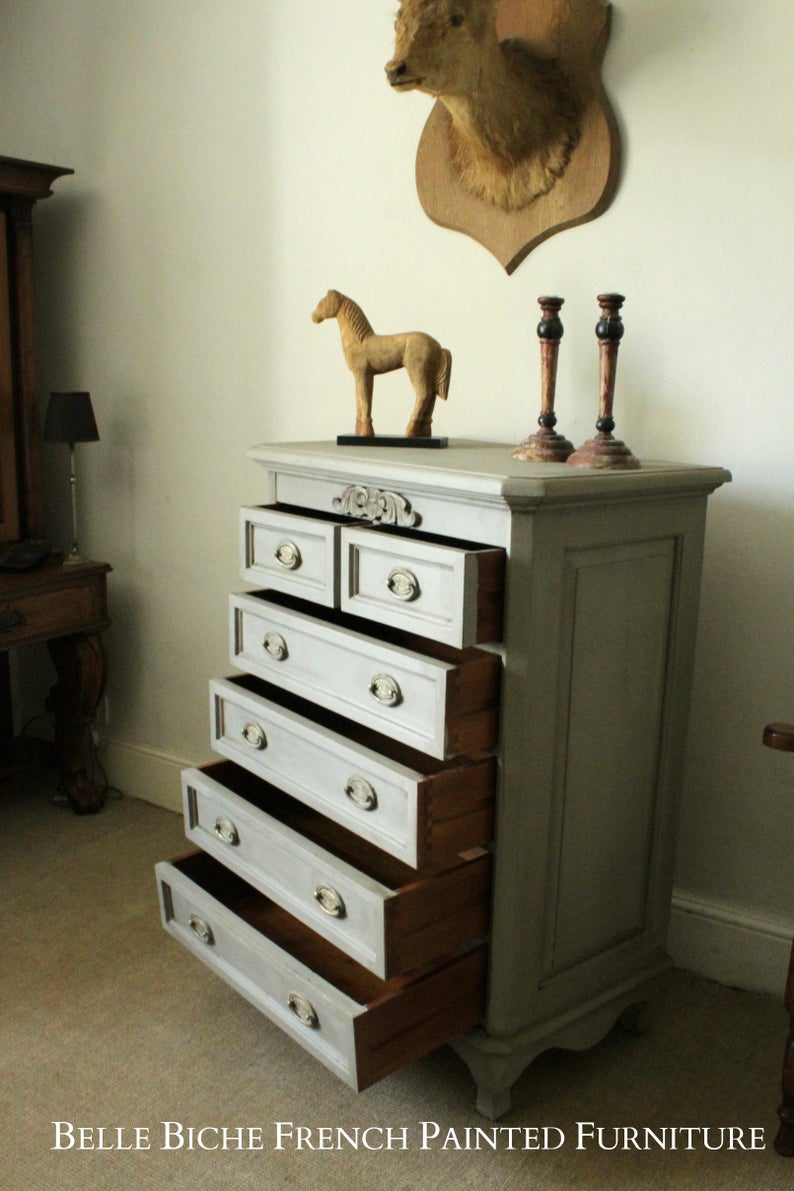 Georgian Style 'French Ash Grey' Tallboy Chest