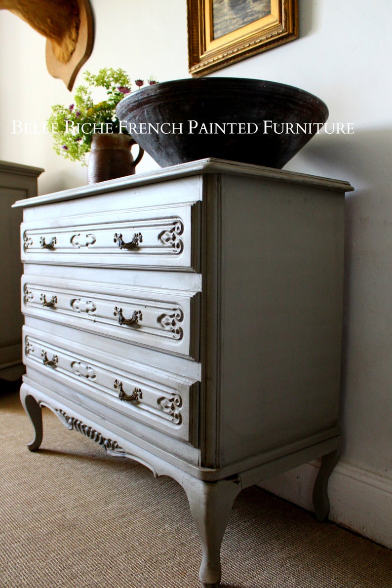Original French Provincial Three Drawer Chest Commode