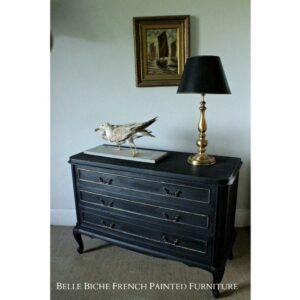 Large Original French 'Parisian Noir' 3 Drawer Chest Commode