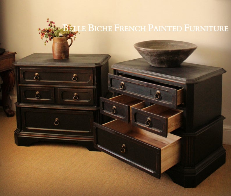 Pair of Four Drawer Continental Chest Commodes