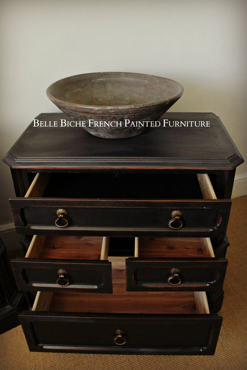 Pair of Four Drawer Continental Chest Commodes