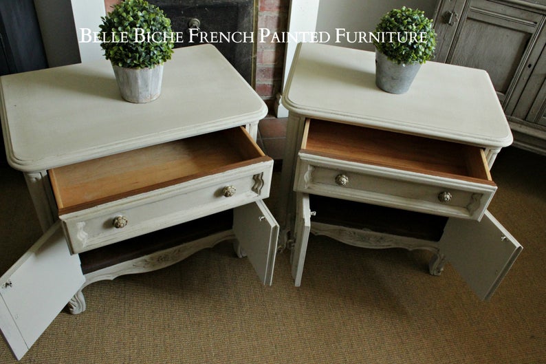 Pair of Large Two Door French Nightstands