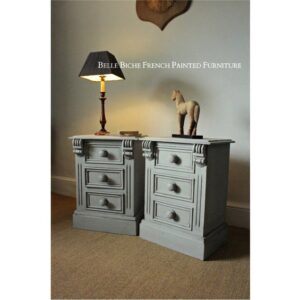 Solid Pine Flemish Nightstands / Bedside Tables, Finished in Gustavian Grey