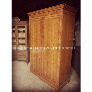 Mid Century Clean Line Yew Wood Flemish Two Door Armoire