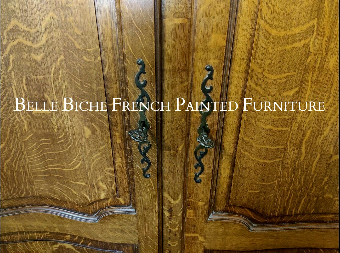 Original Mid Century French Knock Down Triple Oak Armoire