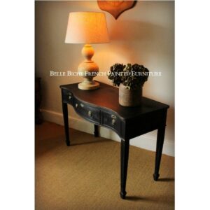 George III Style Three Drawer 'Parisian Noire' Serpentine Table