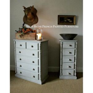 Gustavian Grey Solid Pine Provincial Set of Tall Chest Commodes