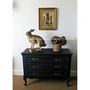 Large Original French 'Parisian Noir' 3 Drawer Chest Commode