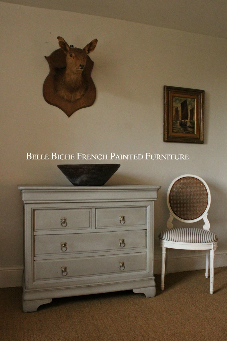 Gustavian Grey 5 Drawer Chest Commode