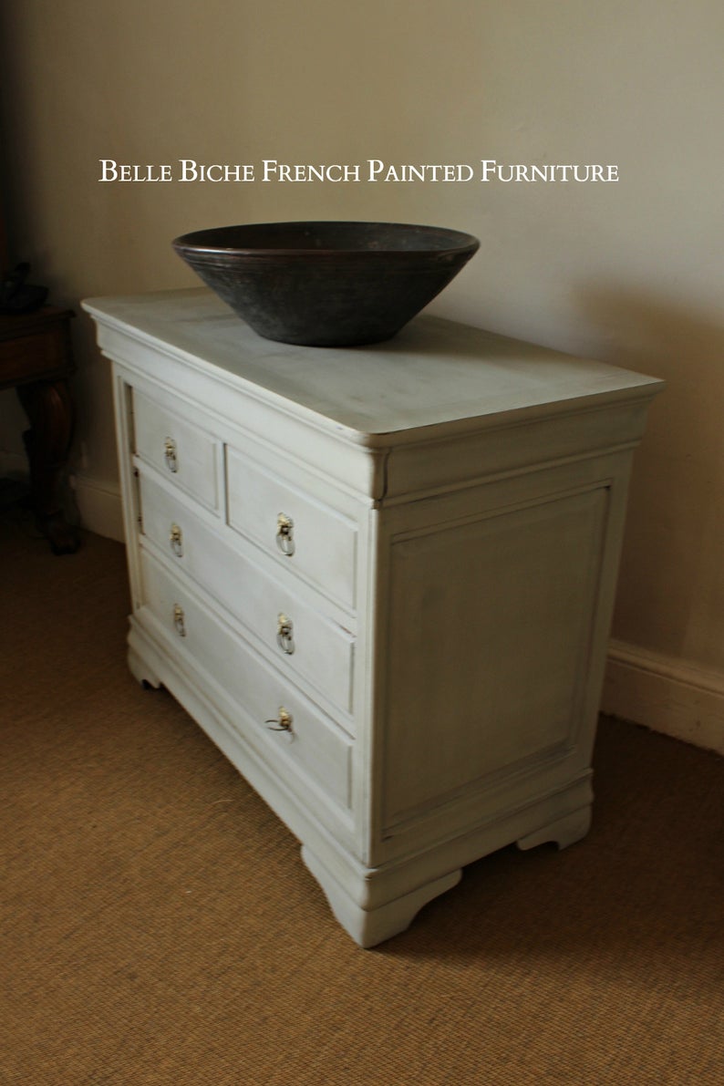 Gustavian Grey 5 Drawer Chest Commode