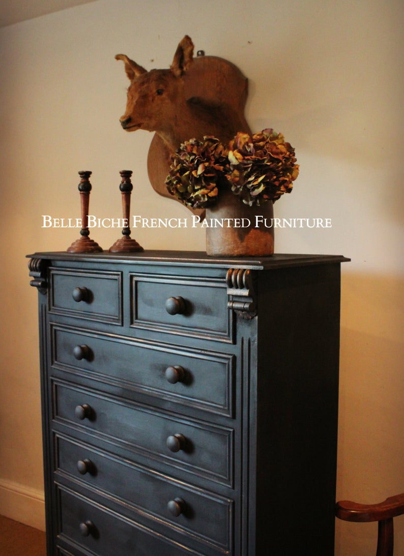 Capacious Parisian Noire 7-Drawer Tallboy Chest