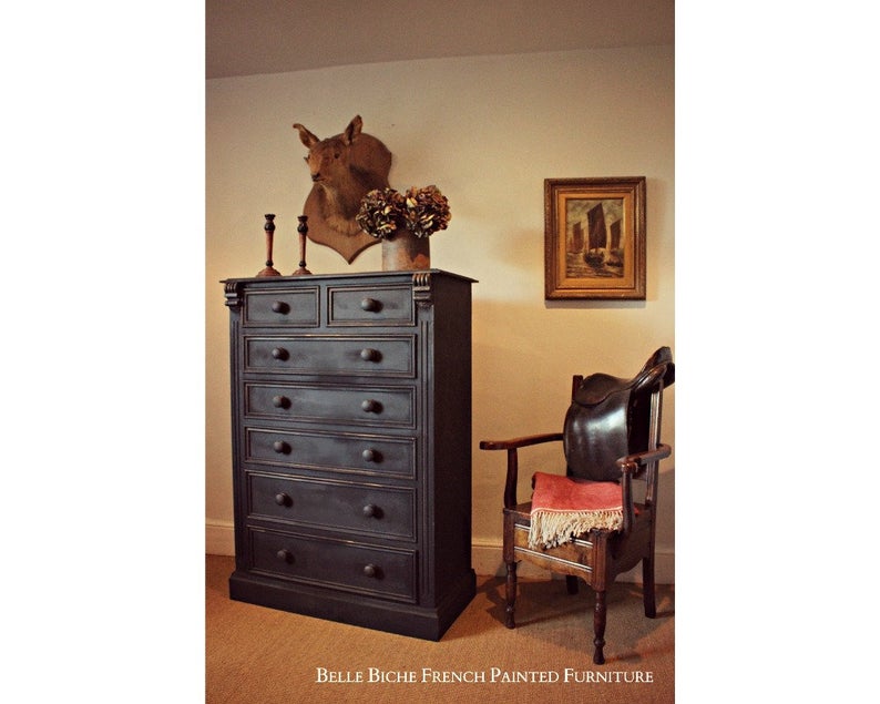 Capacious Parisian Noire 7-Drawer Tallboy Chest