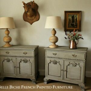 Hugely Handsome Pair 'French Ash Grey' Side Cabinets