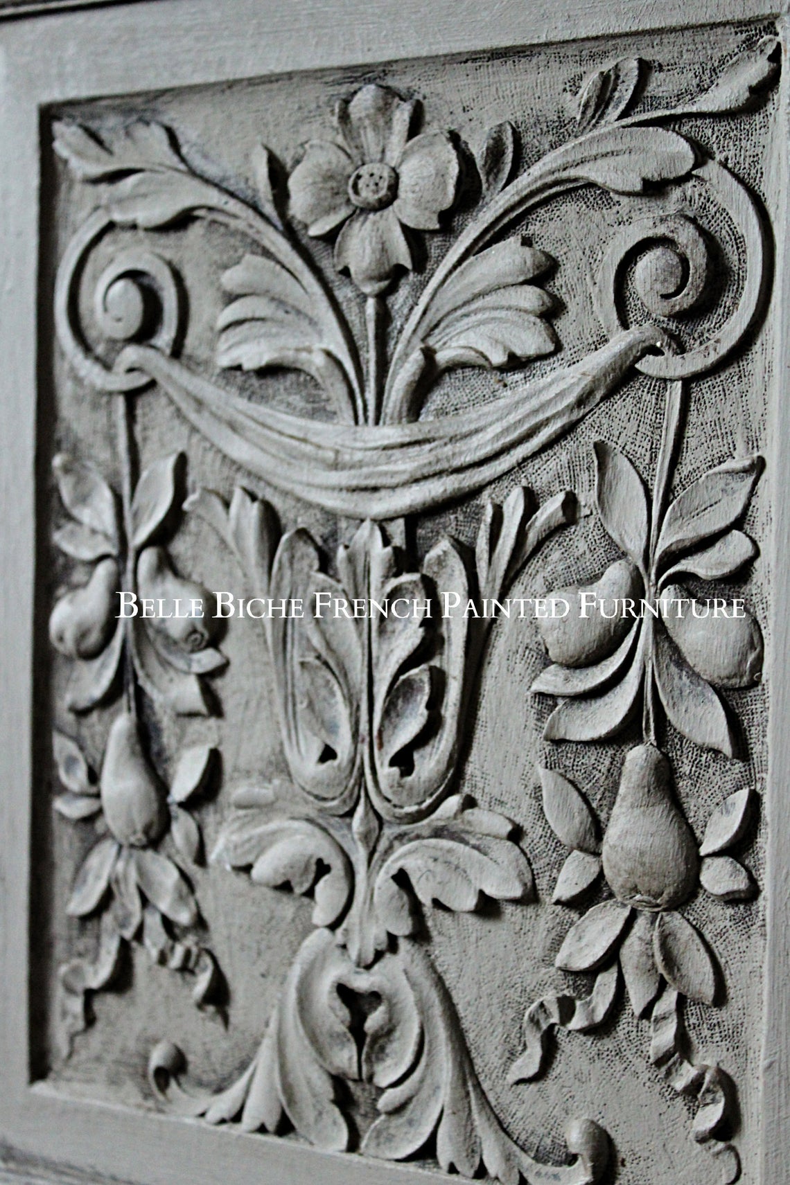 Richly Carved Compact Two Door Antique Side Cabinet