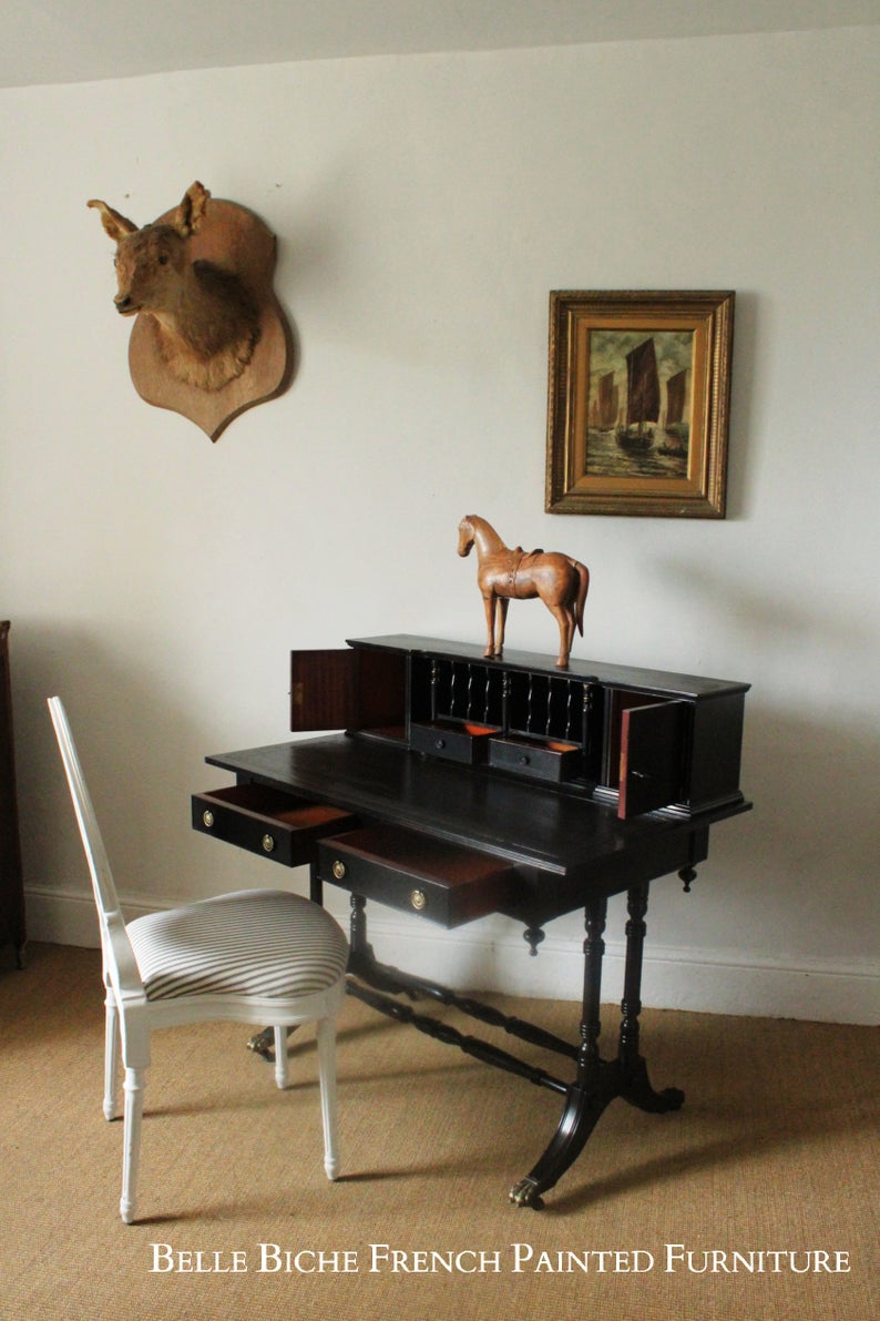 George III Style Parisian Noir Writing Desk