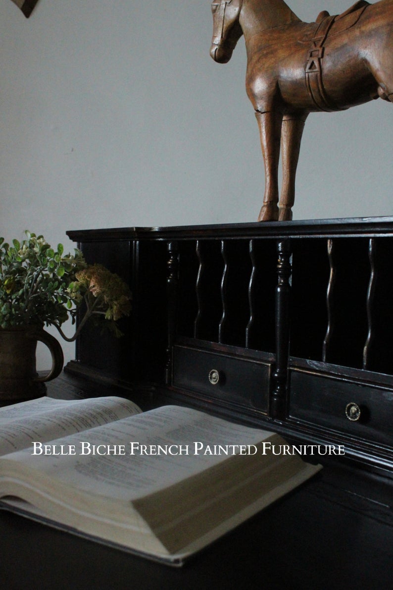George III Style Parisian Noir Writing Desk