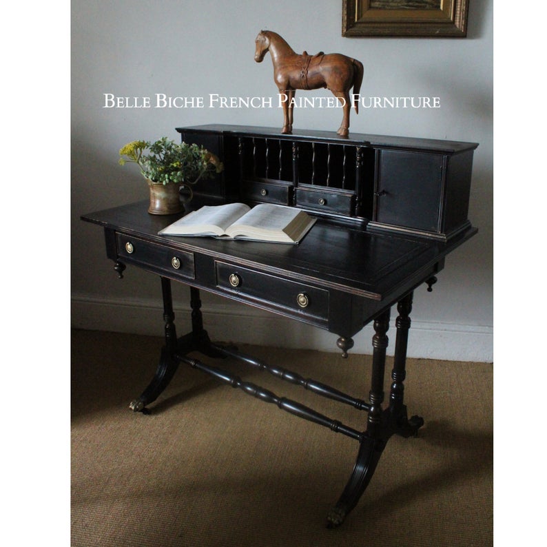 George III Style Parisian Noir Writing Desk