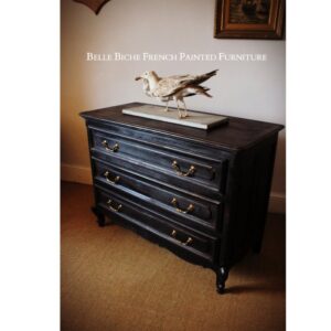 Large Original French 'Parisian Noir' 3 Drawer Chest Commode