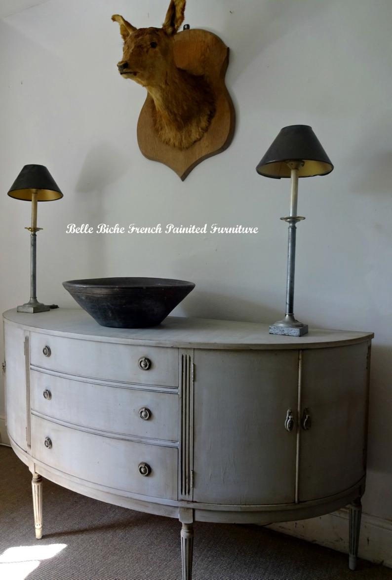 Gustavian Style George III Reproduction Demi Lune Sideboard Server