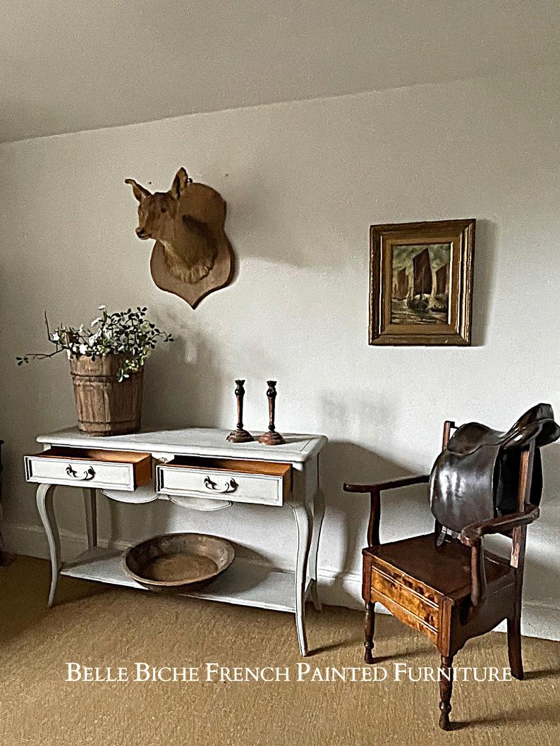 Rustic Style Gustavian Grey Two Tier Console