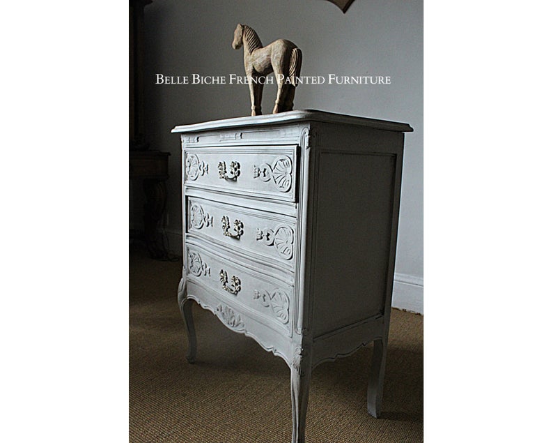 Original Provincial French Bijou Three Drawer Commode Chest