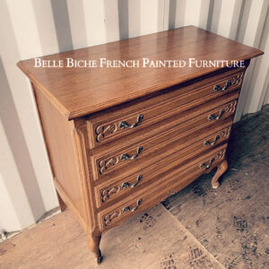 Original French Oak, Provincial Four Drawer Chest Commode