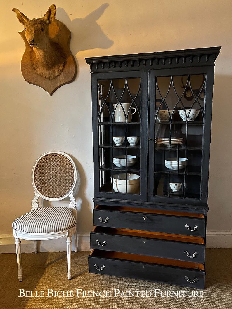 George III Style Glazed Dresser in Parisian Noir