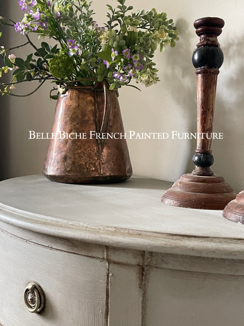 George III Style Demi Lune Commode in Gustavian Grey