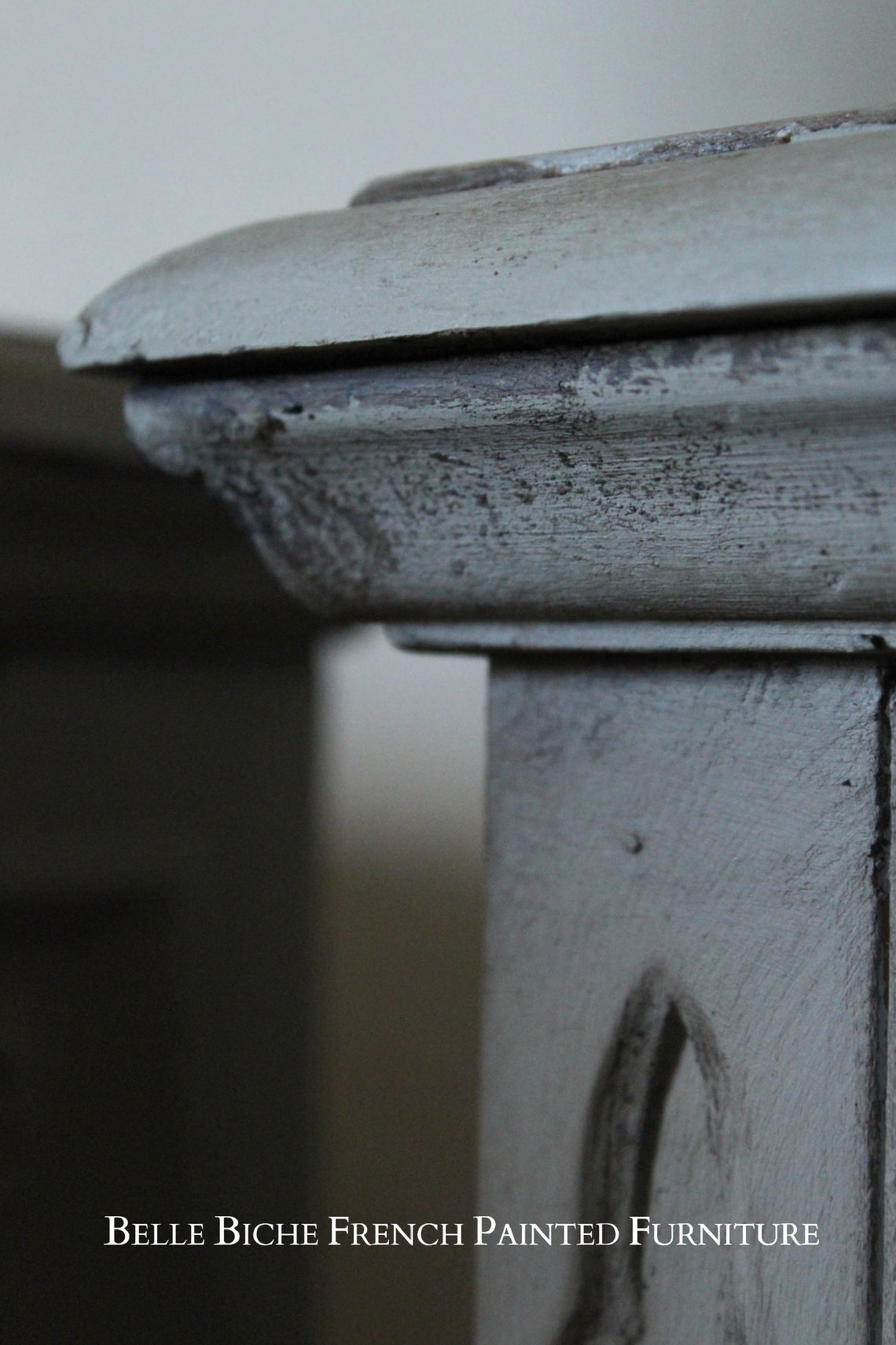 Pair of Large 'French Ash Grey' Gothic Style Solid Pine Nightstands