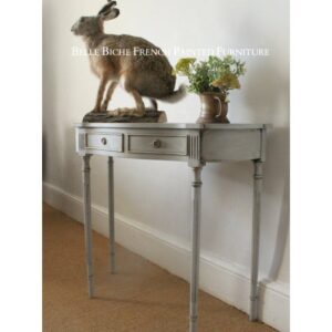 George III Style Demi Lune Two Drawer Side Table in Gustavian Grey