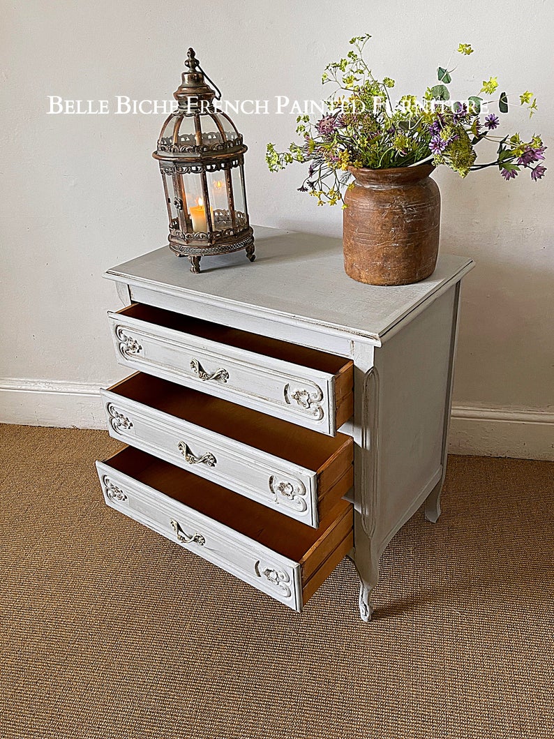 Original Provincial French Three Drawer Commode Chest