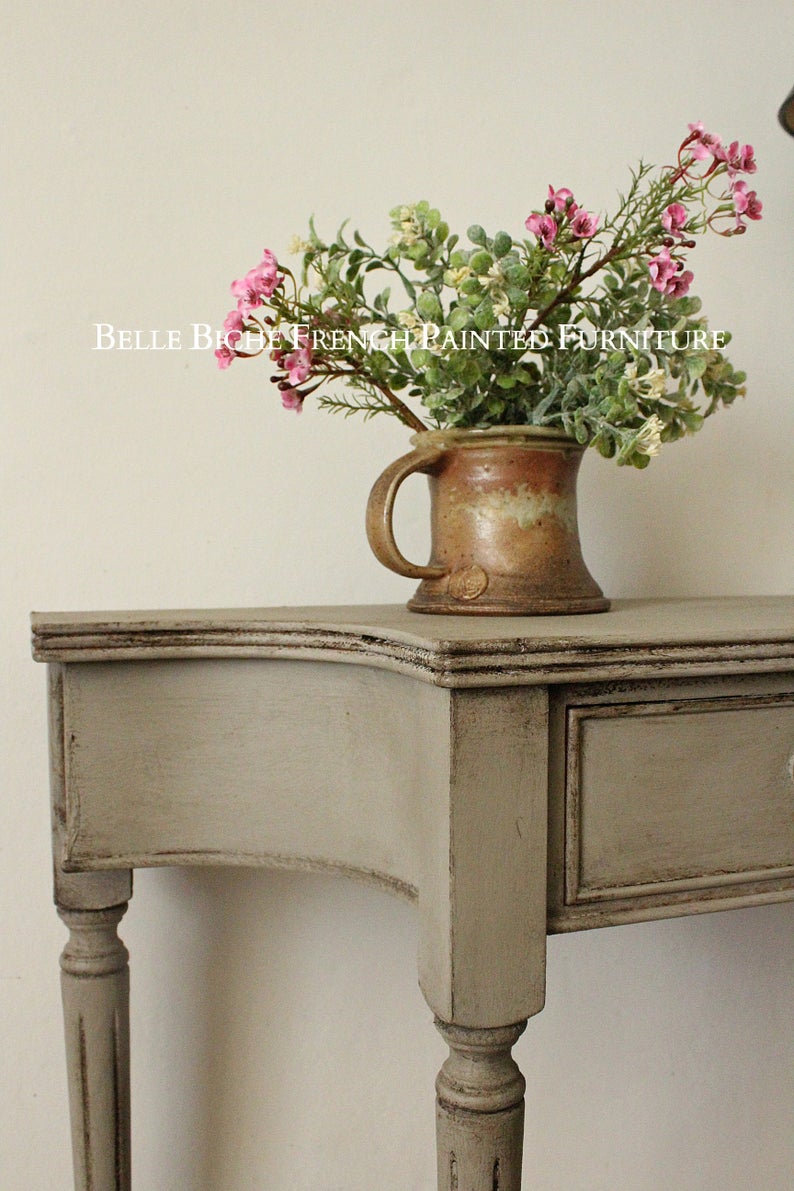 French Ash Grey Concave Side Table