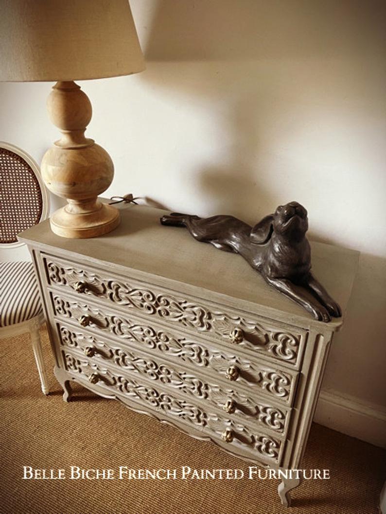 French Provincial Four Drawer Chest Commode