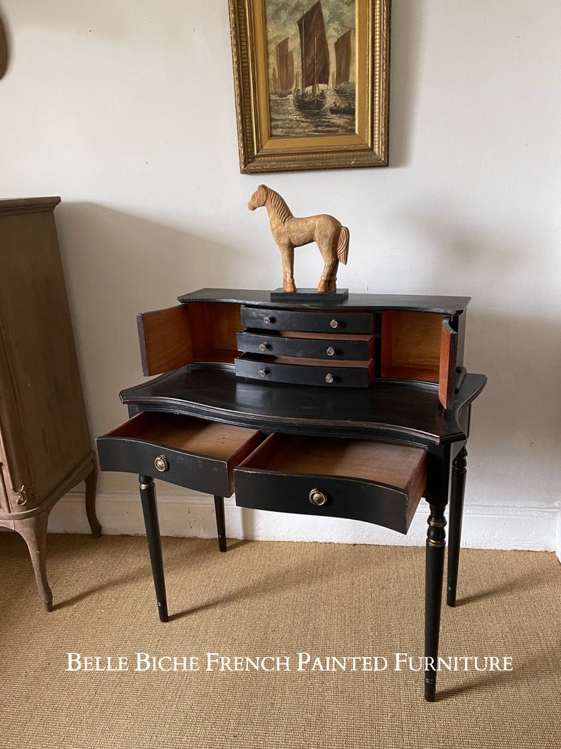 Exquisite 'Parisian Noire' Mid-Century, Bonheur du Jour
