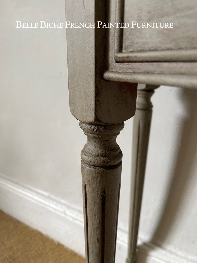 French Ash Grey Concave Side Table