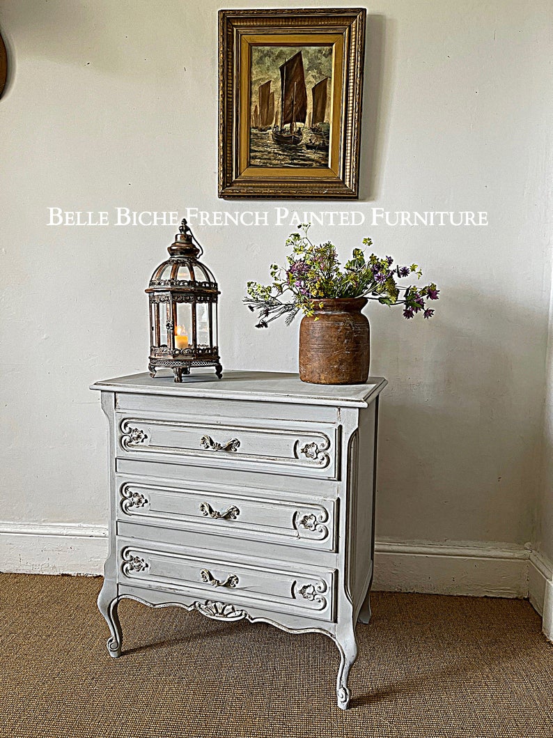 Original Provincial French Three Drawer Commode Chest