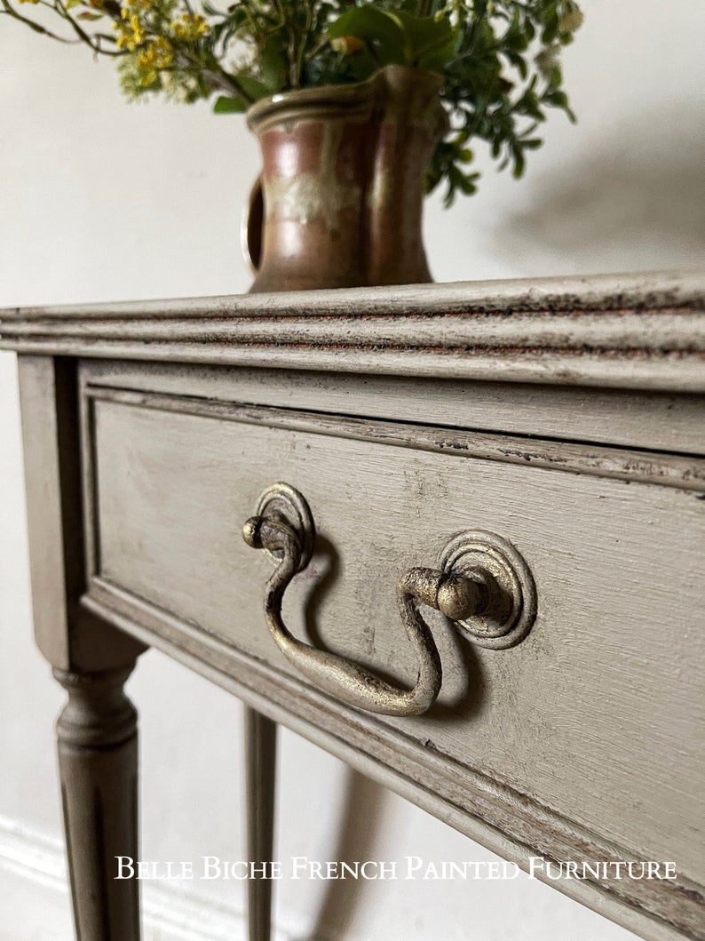 French Ash Grey Concave Side Table