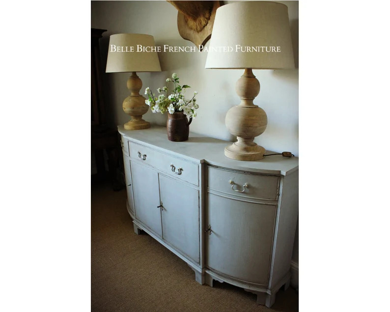 Reproduction Slim Line Bow Breakfront Sideboard Server