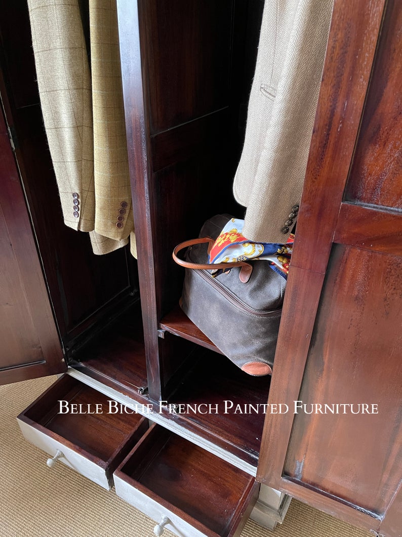 Rustic 'French Ash Grey' Handsome Two Door Wardrobe