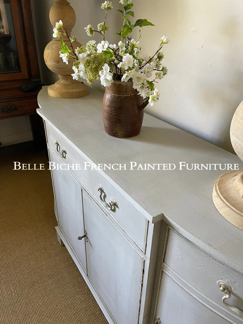 Reproduction Slim Line Bow Breakfront Sideboard Server