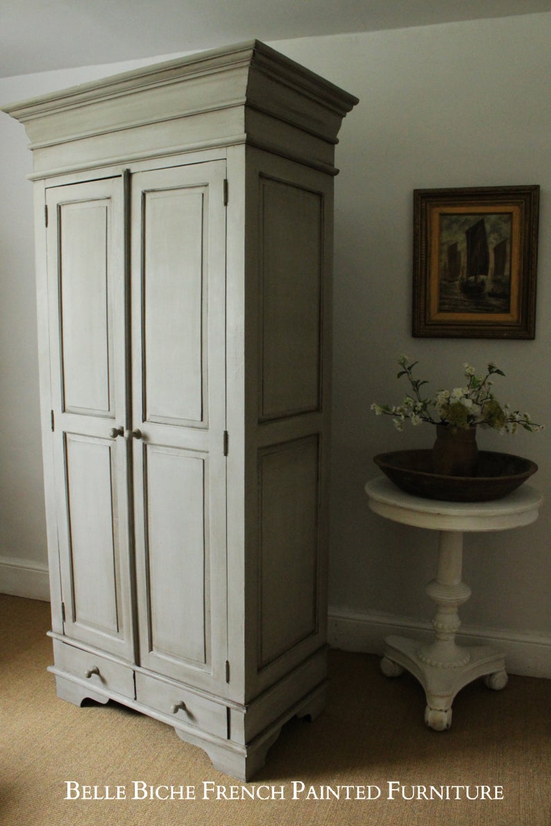 Rustic 'French Ash Grey' Handsome Two Door Wardrobe