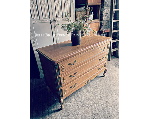 French Oak 3 Drawer Chest Commode