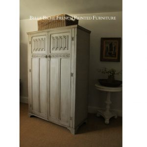 Jacobean Revival 'French Ash Grey' Antique Edwardian Oak Wardrobe