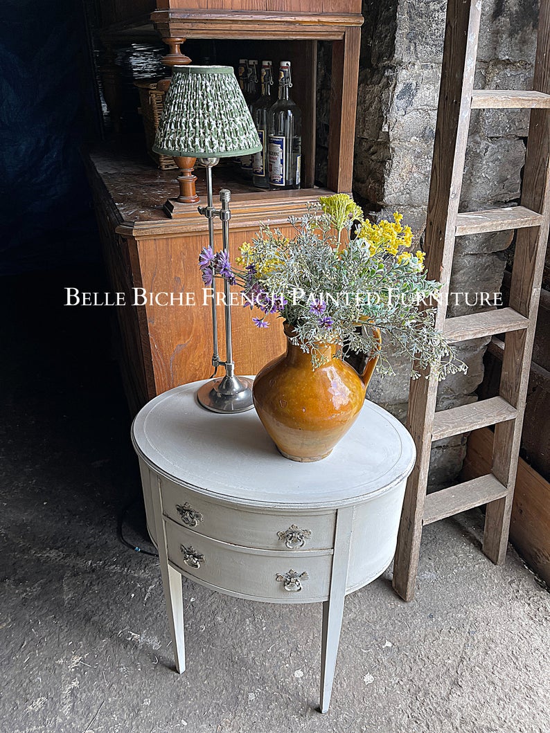 George III Style Two Drawer Oval Side Table